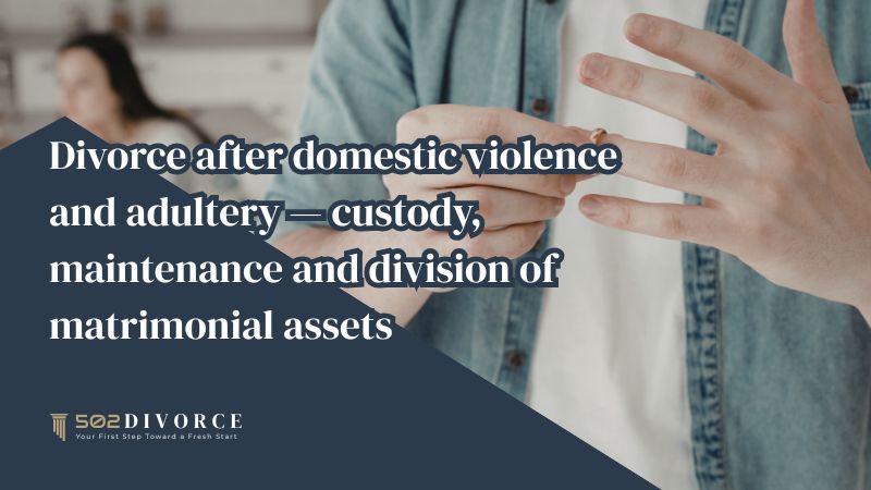 Divorce after domestic violence and adultery — custody, maintenance and division of matrimonial assets